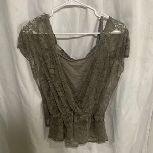 Elegant Lace Camisole Top - Olive - size L